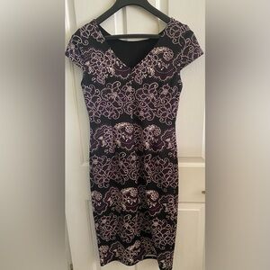 RONNIE NICOLE… Elegant Black and Pink Floral Dress